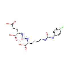 O=C(O)CC[C@H](NC(=O)N[C@@H](CCCCNC(=O)Nc1ccc(Cl)cc1)C(=O)O)C(=O)O ZINC000040973204