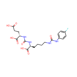 O=C(O)CC[C@H](NC(=O)N[C@@H](CCCCNC(=O)Nc1ccc(F)cc1)C(=O)O)C(=O)O ZINC000040834860