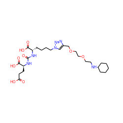 O=C(O)CC[C@H](NC(=O)N[C@@H](CCCCn1cc(COCCOCCNC2CCCCC2)nn1)C(=O)O)C(=O)O ZINC000114096643