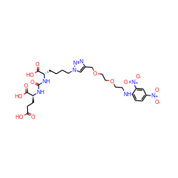 O=C(O)CC[C@H](NC(=O)N[C@@H](CCCCn1cc(COCCOCCNc2ccc([N+](=O)[O-])cc2[N+](=O)[O-])nn1)C(=O)O)C(=O)O ZINC000058638542