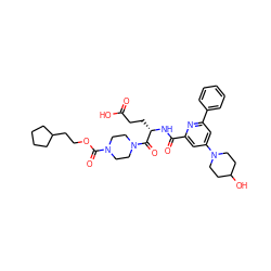 O=C(O)CC[C@H](NC(=O)c1cc(N2CCC(O)CC2)cc(-c2ccccc2)n1)C(=O)N1CCN(C(=O)OCCC2CCCC2)CC1 ZINC000042967358