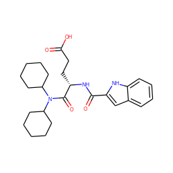 O=C(O)CC[C@H](NC(=O)c1cc2ccccc2[nH]1)C(=O)N(C1CCCCC1)C1CCCCC1 ZINC000003780013