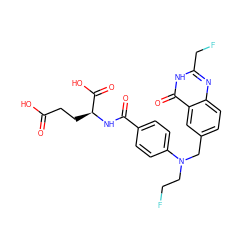 O=C(O)CC[C@H](NC(=O)c1ccc(N(CCF)Cc2ccc3nc(CF)[nH]c(=O)c3c2)cc1)C(=O)O ZINC000026828910