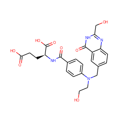 O=C(O)CC[C@H](NC(=O)c1ccc(N(CCO)Cc2ccc3nc(CO)[nH]c(=O)c3c2)cc1)C(=O)O ZINC000026832254