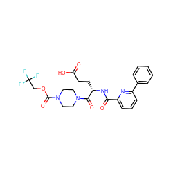 O=C(O)CC[C@H](NC(=O)c1cccc(-c2ccccc2)n1)C(=O)N1CCN(C(=O)OCC(F)(F)F)CC1 ZINC000045357552