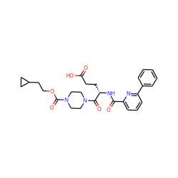 O=C(O)CC[C@H](NC(=O)c1cccc(-c2ccccc2)n1)C(=O)N1CCN(C(=O)OCCC2CC2)CC1 ZINC000045368775