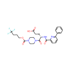 O=C(O)CC[C@H](NC(=O)c1cccc(-c2ccccc2)n1)C(=O)N1CCN(C(=O)OCCCC(F)(F)F)CC1 ZINC000049761771