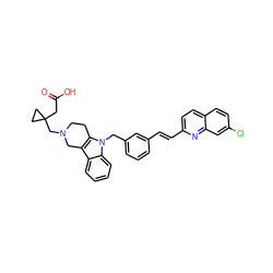 O=C(O)CC1(CN2CCc3c(c4ccccc4n3Cc3cccc(/C=C/c4ccc5ccc(Cl)cc5n4)c3)C2)CC1 ZINC000042920712