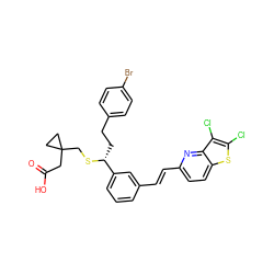 O=C(O)CC1(CS[C@H](CCc2ccc(Br)cc2)c2cccc(/C=C/c3ccc4sc(Cl)c(Cl)c4n3)c2)CC1 ZINC000003938197