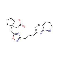 O=C(O)CC1(Cc2nc(CCCc3ccc4c(n3)NCCC4)no2)CCCC1 ZINC000028570506