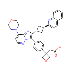 O=C(O)CC1(c2ccc(-c3c([C@H]4C[C@H](c5ccc6ccccc6n5)C4)nc4c(N5CCOCC5)ccnn34)cc2)COC1 ZINC001772625056