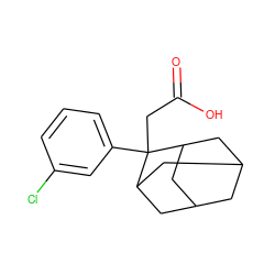 O=C(O)CC1(c2cccc(Cl)c2)C2CC3CC(C2)CC1C3 ZINC000073139032