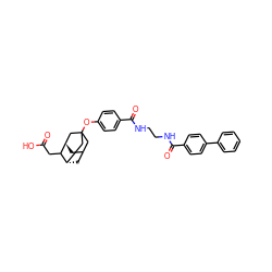 O=C(O)CC1[C@H]2CC3C[C@H]1CC(Oc1ccc(C(=O)NCCNC(=O)c4ccc(-c5ccccc5)cc4)cc1)(C3)C2 ZINC000473113002