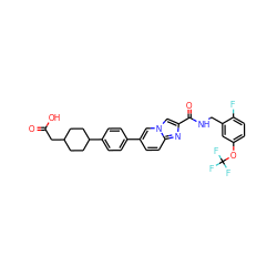 O=C(O)CC1CCC(c2ccc(-c3ccc4nc(C(=O)NCc5cc(OC(F)(F)F)ccc5F)cn4c3)cc2)CC1 ZINC000148180636