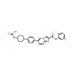 O=C(O)CC1CCC(c2ccc(-c3ccc4nc(C(=O)Nc5cc(F)ccc5F)cn4c3)cc2)CC1 ZINC000205566849