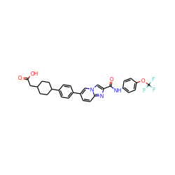 O=C(O)CC1CCC(c2ccc(-c3ccc4nc(C(=O)Nc5ccc(OC(F)(F)F)cc5)cn4c3)cc2)CC1 ZINC000205578484