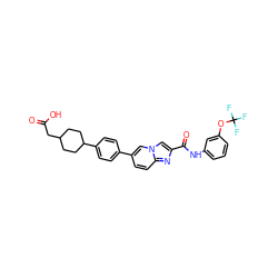 O=C(O)CC1CCC(c2ccc(-c3ccc4nc(C(=O)Nc5cccc(OC(F)(F)F)c5)cn4c3)cc2)CC1 ZINC000205579818