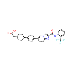 O=C(O)CC1CCC(c2ccc(-c3ccc4nc(C(=O)Nc5ccccc5C(F)(F)F)cn4c3)cc2)CC1 ZINC000205565620