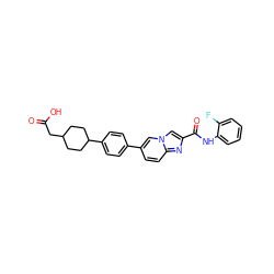 O=C(O)CC1CCC(c2ccc(-c3ccc4nc(C(=O)Nc5ccccc5F)cn4c3)cc2)CC1 ZINC000205565644