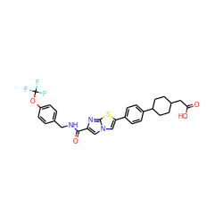 O=C(O)CC1CCC(c2ccc(-c3cn4cc(C(=O)NCc5ccc(OC(F)(F)F)cc5)nc4s3)cc2)CC1 ZINC000205570361