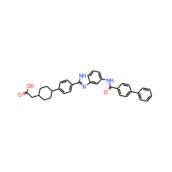 O=C(O)CC1CCC(c2ccc(-c3nc4cc(NC(=O)c5ccc(-c6ccccc6)cc5)ccc4[nH]3)cc2)CC1 ZINC000096273603