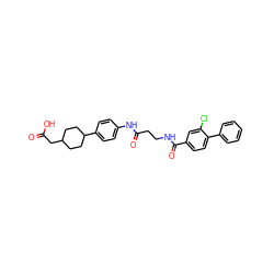 O=C(O)CC1CCC(c2ccc(NC(=O)CCNC(=O)c3ccc(-c4ccccc4)c(Cl)c3)cc2)CC1 ZINC001772579044