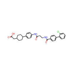 O=C(O)CC1CCC(c2ccc(NC(=O)CCNC(=O)c3ccc(-c4ccccc4Cl)cc3)cc2)CC1 ZINC001772608513