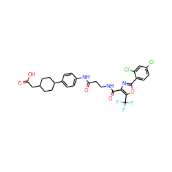 O=C(O)CC1CCC(c2ccc(NC(=O)CCNC(=O)c3nc(-c4ccc(Cl)cc4Cl)oc3C(F)(F)F)cc2)CC1 ZINC001772645330