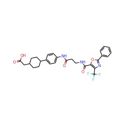 O=C(O)CC1CCC(c2ccc(NC(=O)CCNC(=O)c3oc(-c4ccccc4)nc3C(F)(F)F)cc2)CC1 ZINC001772632460