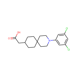 O=C(O)CC1CCC2(CC1)CCN(c1cc(Cl)cc(Cl)c1)CC2 ZINC000209057099