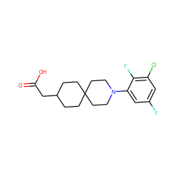 O=C(O)CC1CCC2(CC1)CCN(c1cc(F)cc(Cl)c1F)CC2 ZINC000209058084