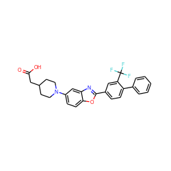 O=C(O)CC1CCN(c2ccc3oc(-c4ccc(-c5ccccc5)c(C(F)(F)F)c4)nc3c2)CC1 ZINC000084671247