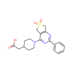 O=C(O)CC1CCN(c2nc(-c3ccccc3)nc3c2CS(=O)(=O)C3)CC1 ZINC000096923876