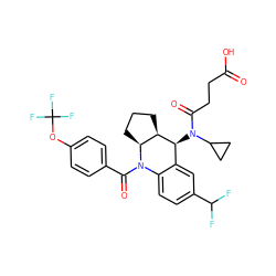 O=C(O)CCC(=O)N(C1CC1)[C@H]1c2cc(C(F)F)ccc2N(C(=O)c2ccc(OC(F)(F)F)cc2)[C@H]2CCC[C@H]21 ZINC000204916092