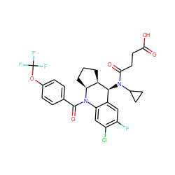 O=C(O)CCC(=O)N(C1CC1)[C@H]1c2cc(F)c(Cl)cc2N(C(=O)c2ccc(OC(F)(F)F)cc2)[C@H]2CCC[C@H]21 ZINC000145620623