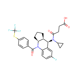 O=C(O)CCC(=O)N(C1CC1)[C@H]1c2cc(F)ccc2N(C(=O)c2ccc(SC(F)(F)F)cc2)[C@H]2CCC[C@H]21 ZINC000145360983