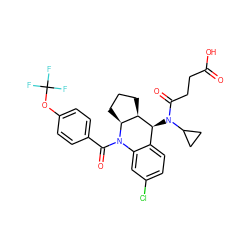 O=C(O)CCC(=O)N(C1CC1)[C@H]1c2ccc(Cl)cc2N(C(=O)c2ccc(OC(F)(F)F)cc2)[C@H]2CCC[C@H]21 ZINC000204953879