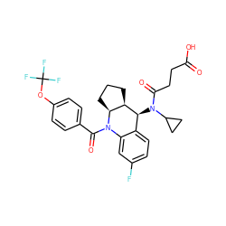 O=C(O)CCC(=O)N(C1CC1)[C@H]1c2ccc(F)cc2N(C(=O)c2ccc(OC(F)(F)F)cc2)[C@H]2CCC[C@H]21 ZINC000145427950