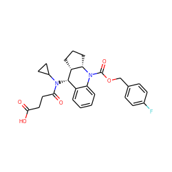 O=C(O)CCC(=O)N(C1CC1)[C@H]1c2ccccc2N(C(=O)OCc2ccc(F)cc2)[C@H]2CCC[C@H]21 ZINC000204981186