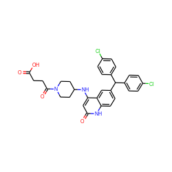 O=C(O)CCC(=O)N1CCC(Nc2cc(=O)[nH]c3ccc(C(c4ccc(Cl)cc4)c4ccc(Cl)cc4)cc23)CC1 ZINC001772596343