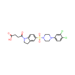 O=C(O)CCC(=O)N1CCc2cc(S(=O)(=O)N3CCN(c4ccc(Cl)c(Cl)c4)CC3)ccc21 ZINC000118518483