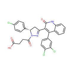 O=C(O)CCC(=O)N1N=C(c2c(-c3ccc(Cl)c(Cl)c3)c3ccccc3[nH]c2=O)C[C@H]1c1ccc(Cl)cc1 ZINC000096283804