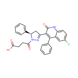 O=C(O)CCC(=O)N1N=C(c2c(-c3ccccc3)c3cc(Cl)ccc3[nH]c2=O)C[C@@H]1c1ccccc1 ZINC000009007577