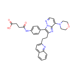 O=C(O)CCC(=O)Nc1ccc(-c2c(CCc3ccc4ccccc4n3)nc3c(N4CCOCC4)ccnn23)cc1 ZINC001772624563