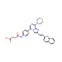 O=C(O)CCC(=O)Nc1ccc(-c2cnc(N3CCOCC3)c3nc(/C=C/c4ccc5ccccc5n4)cn23)cc1 ZINC001772608671