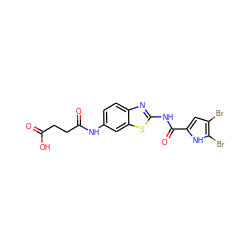 O=C(O)CCC(=O)Nc1ccc2nc(NC(=O)c3cc(Br)c(Br)[nH]3)sc2c1 ZINC001772633527