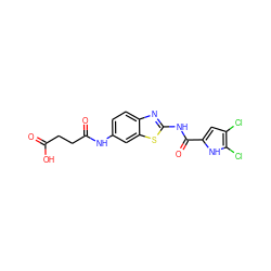 O=C(O)CCC(=O)Nc1ccc2nc(NC(=O)c3cc(Cl)c(Cl)[nH]3)sc2c1 ZINC001772642721