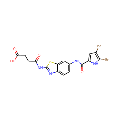 O=C(O)CCC(=O)Nc1nc2ccc(NC(=O)c3cc(Br)c(Br)[nH]3)cc2s1 ZINC001772622025