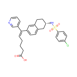 O=C(O)CCC/C=C(/c1cccnc1)c1ccc2c(c1)CC[C@H](NS(=O)(=O)c1ccc(Cl)cc1)C2 ZINC000013733270