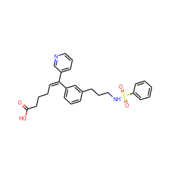 O=C(O)CCC/C=C(/c1cccnc1)c1cccc(CCCNS(=O)(=O)c2ccccc2)c1 ZINC000027758600